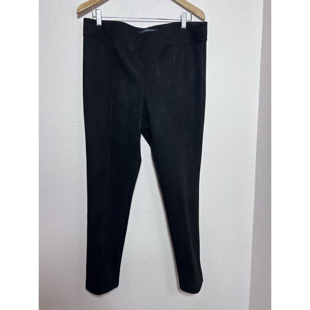 Andrew Marc Pants Womens Size Large Faux Suede Black Pull on Skinny Leg Biker